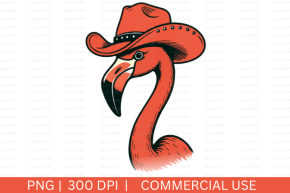 Flamingo, Western Cowgirl PNG