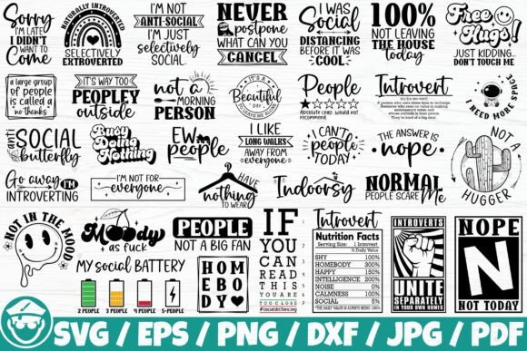 Introvert Anti-Social Quote X35 BUNDLE