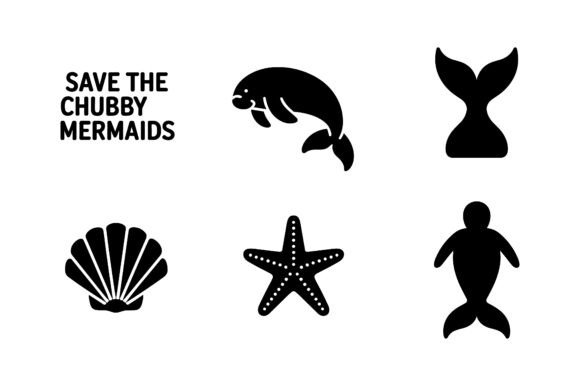 Manatee Chubby Mermaid Vector Set