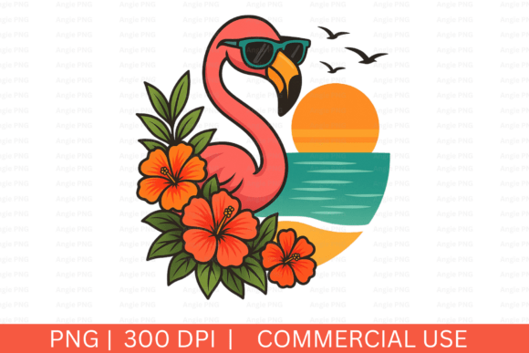 Summer Flamingo with Sunglasses PNG